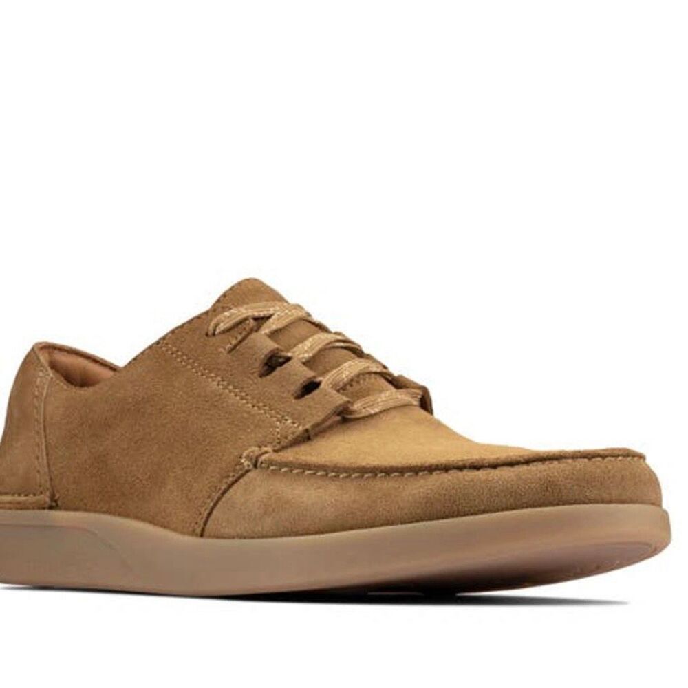 Clarks Oakland Walk Sneaker In Dark Sand Suede Comfort